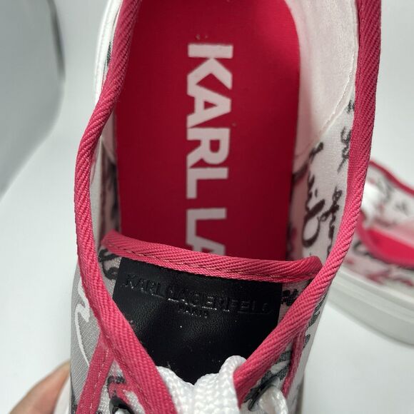 New Karl Lagerfeld Paris Gillianne Script Print Sneakers Women’s Size 7.5 / 38B - Picture 8 of 10